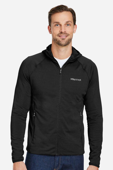 Marmot M15383 Mens Leconte Fleece Full Zip Hooded Jacket Black Model Front
