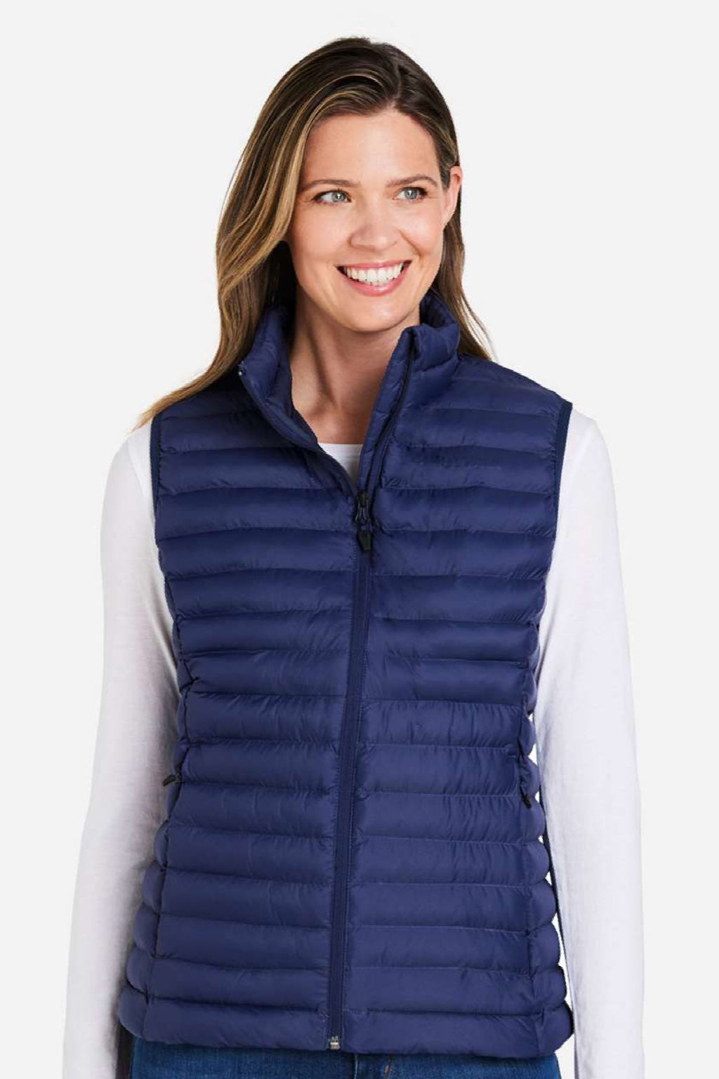 Marmot M15872 Womens Echo Featherless Full Zip Vest Arctic Navy Blue Model Front