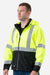 Berne HVJS206 Mens Hi Vis Class 3 Full Zip Hooded Soft Shell Jacket Yellow Model Side