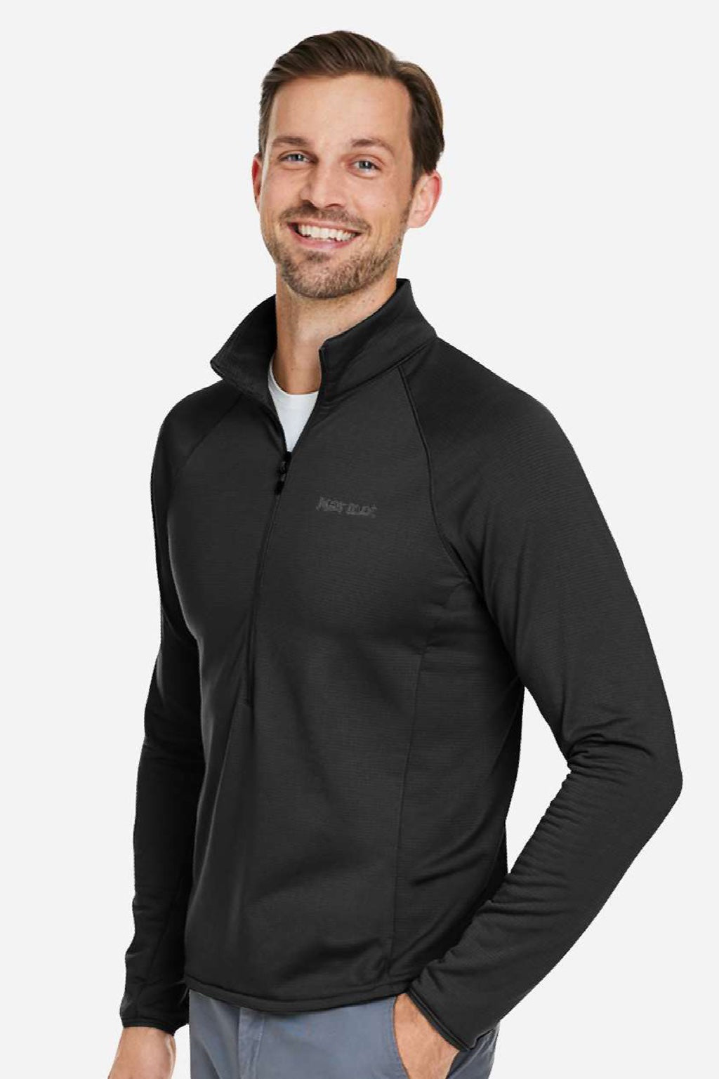 Marmot M15381 Mens Leconte Fleece 1/4 Zip Sweatshirt Black Model Side