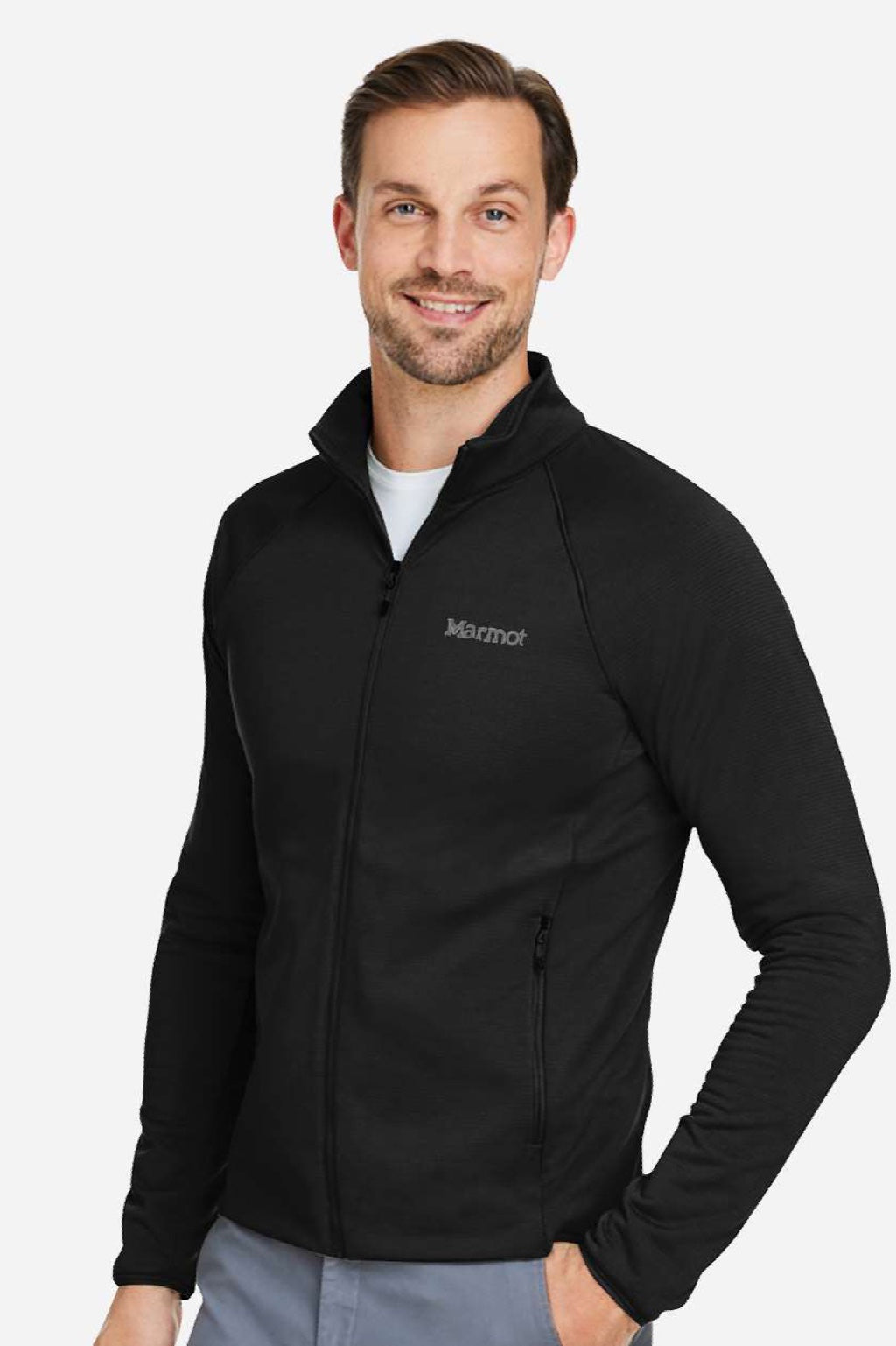 Marmot M15382 Mens Leconte Fleece Full Zip Jacket Black Model Side