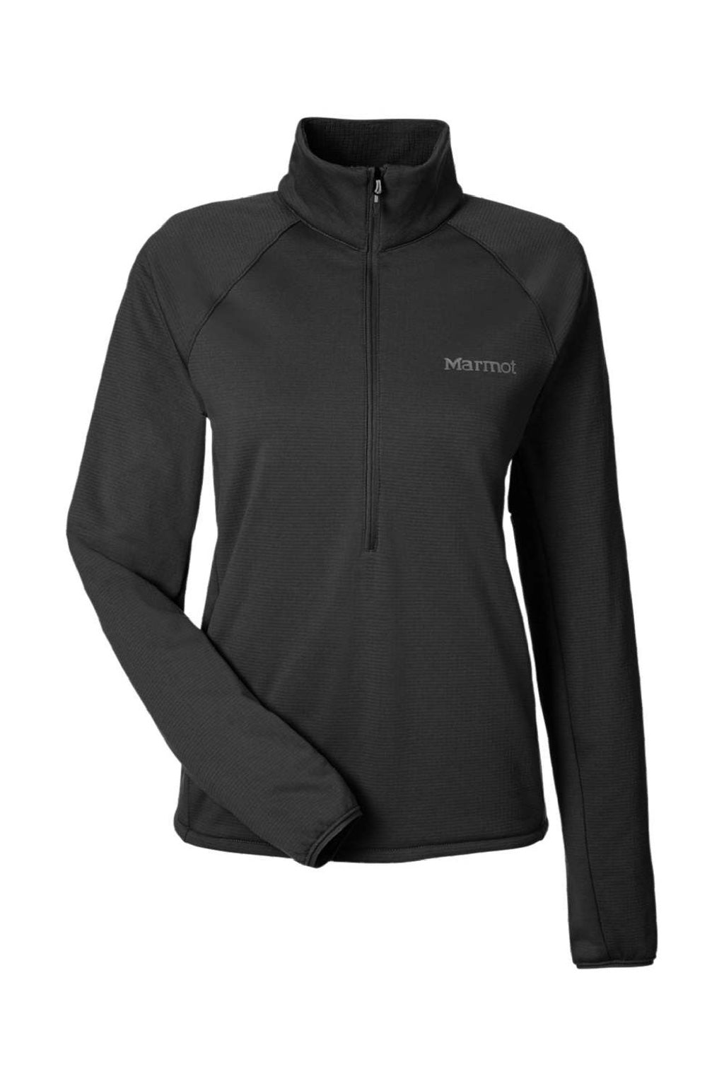 Marmot M15391 Womens Leconte Fleece 1/4 Zip Sweatshirt Black Flat Front