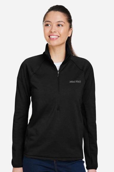 Marmot M15391 Womens Leconte Fleece 1/4 Zip Sweatshirt Black Model Front