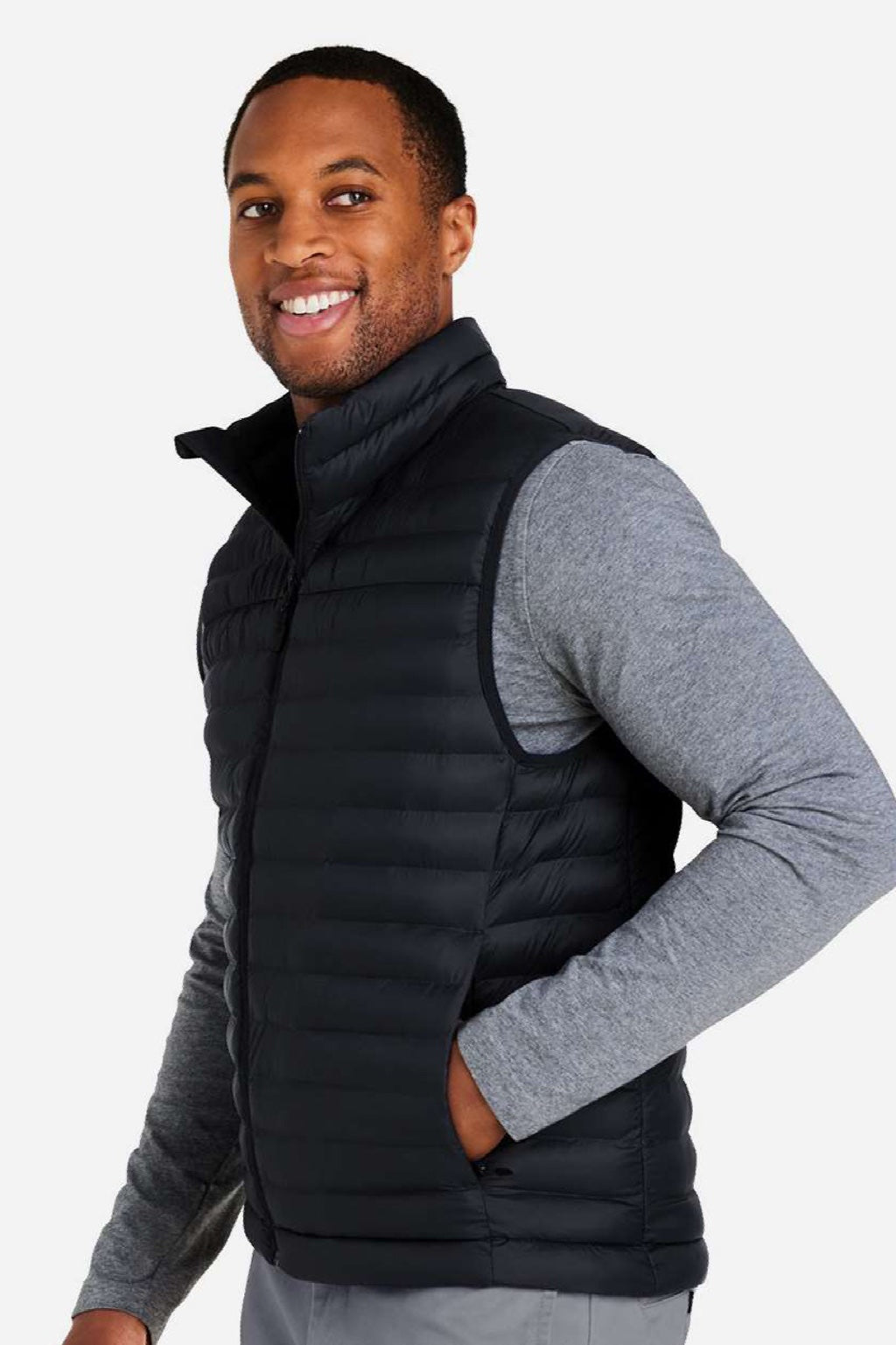 Marmot M15912 Mens Echo Featherless Full Zip Vest Black Model Side