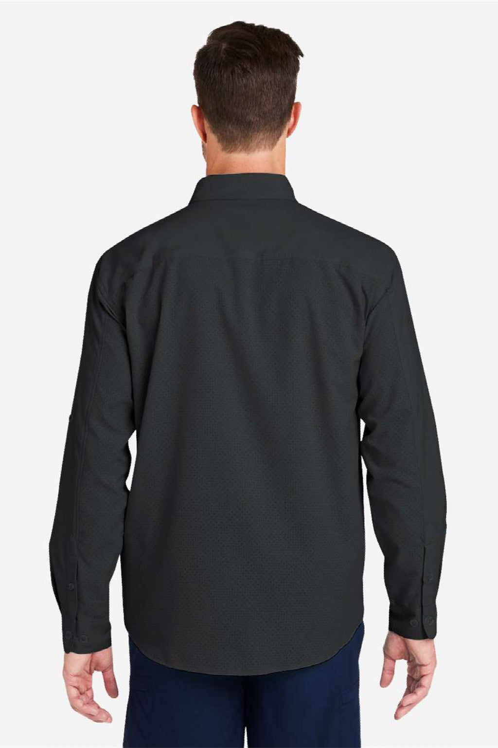 Huk H150172 Mens Tide Point Long Sleeve Button Down Shirt Black Model Back