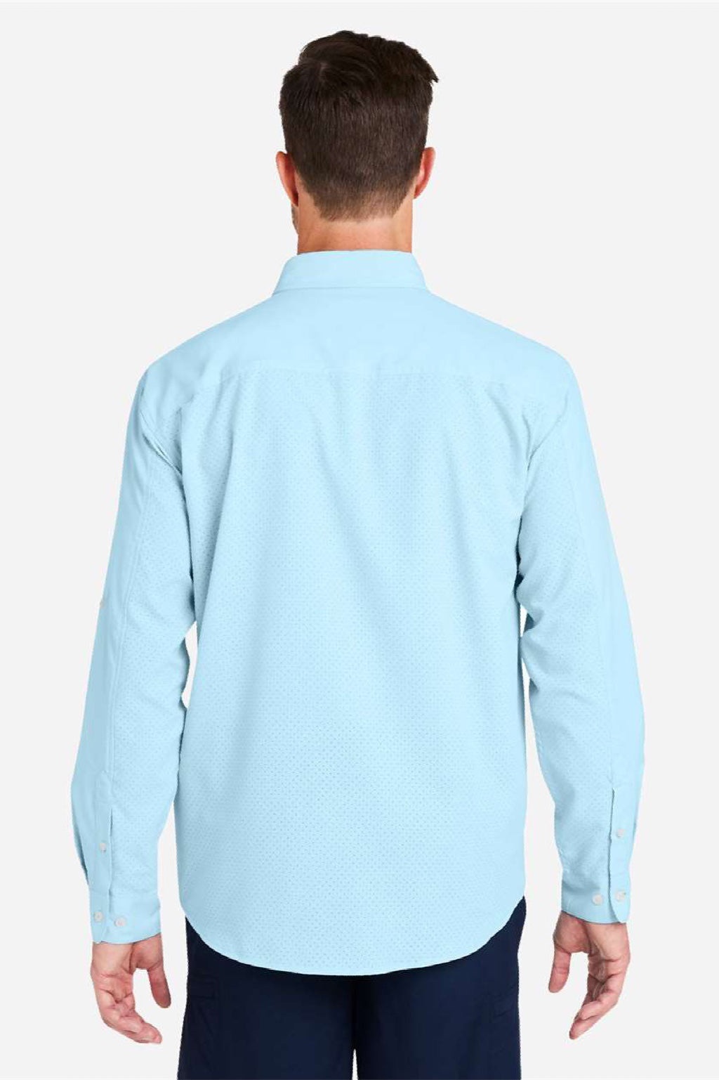Huk H150172 Mens Tide Point Long Sleeve Button Down Shirt Crystal Blue Model Back