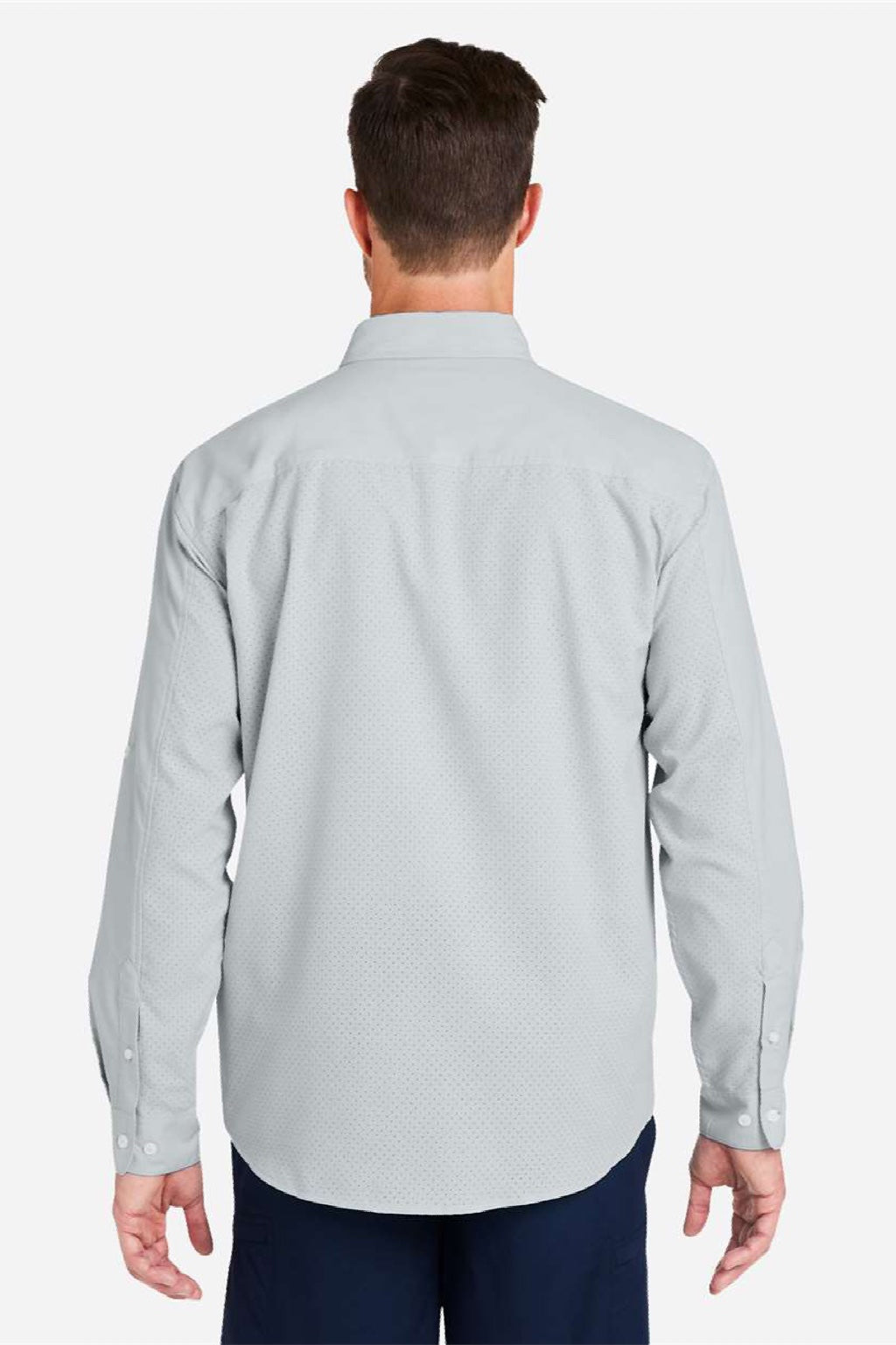 Huk H150172 Mens Tide Point Long Sleeve Button Down Shirt Harbor Mist Grey Model Back