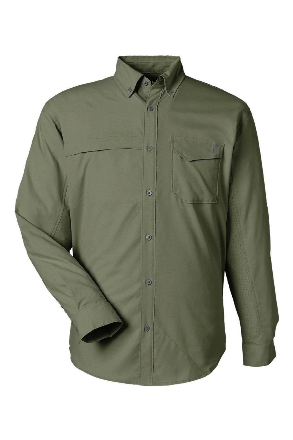 Huk H150172 Mens Tide Point Long Sleeve Button Down Shirt Moss Green Flat Front