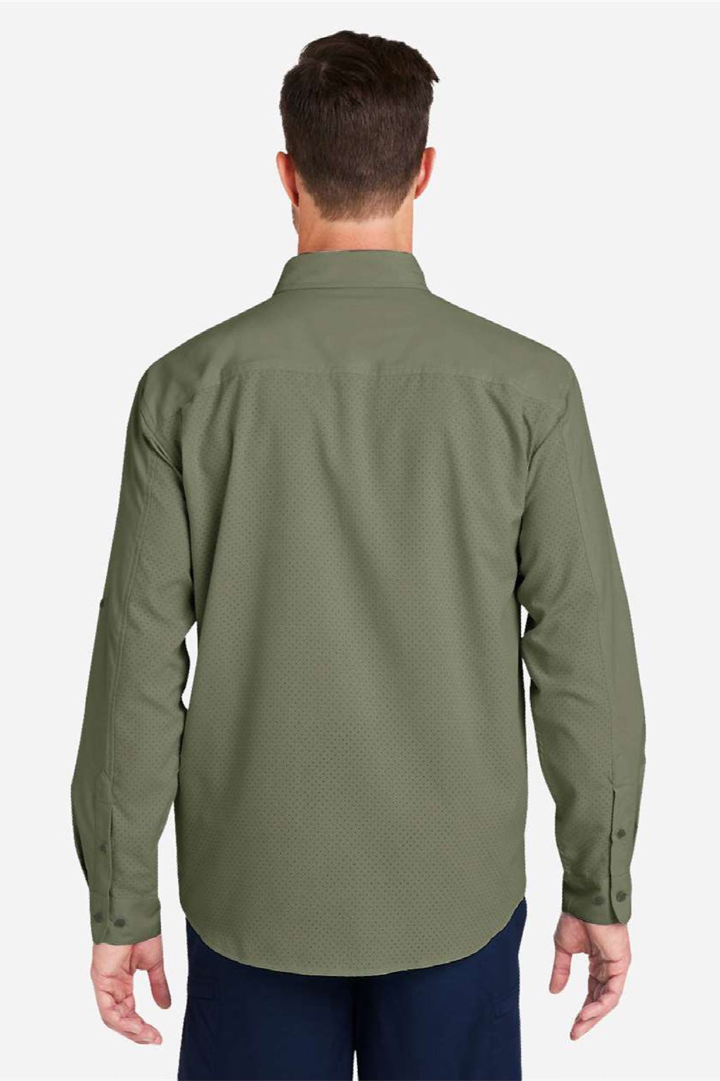 Huk H150172 Mens Tide Point Long Sleeve Button Down Shirt Moss Green Model Back