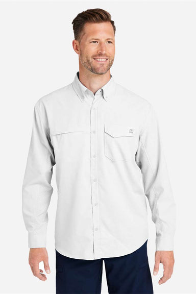 Huk H150172 Mens Tide Point Long Sleeve Button Down Shirt White Model Front
