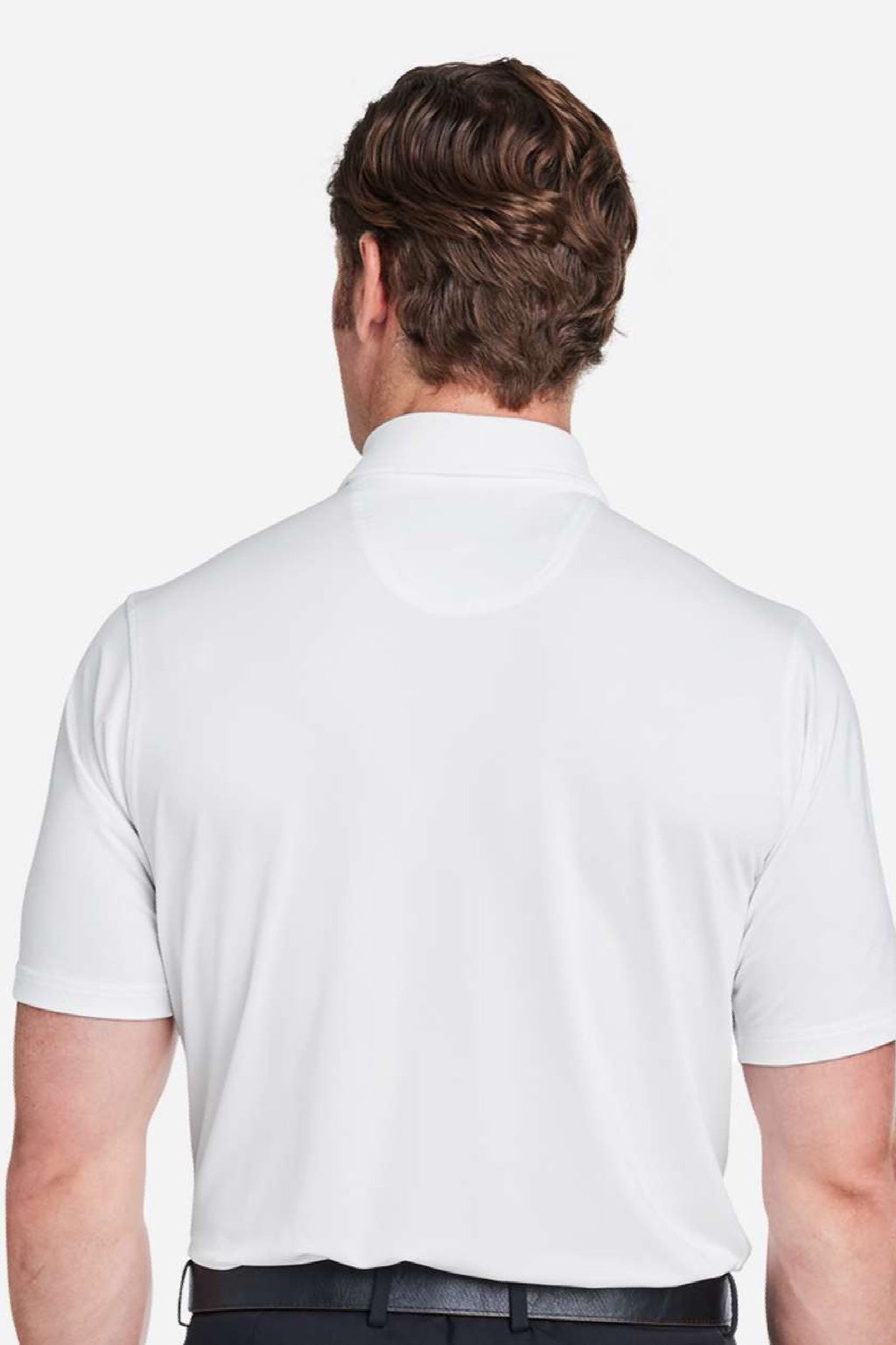 Fairway & Greene F31534 Mens USA Made Tournament Solid Tech Short Sleeve Polo Shirt White Model Back