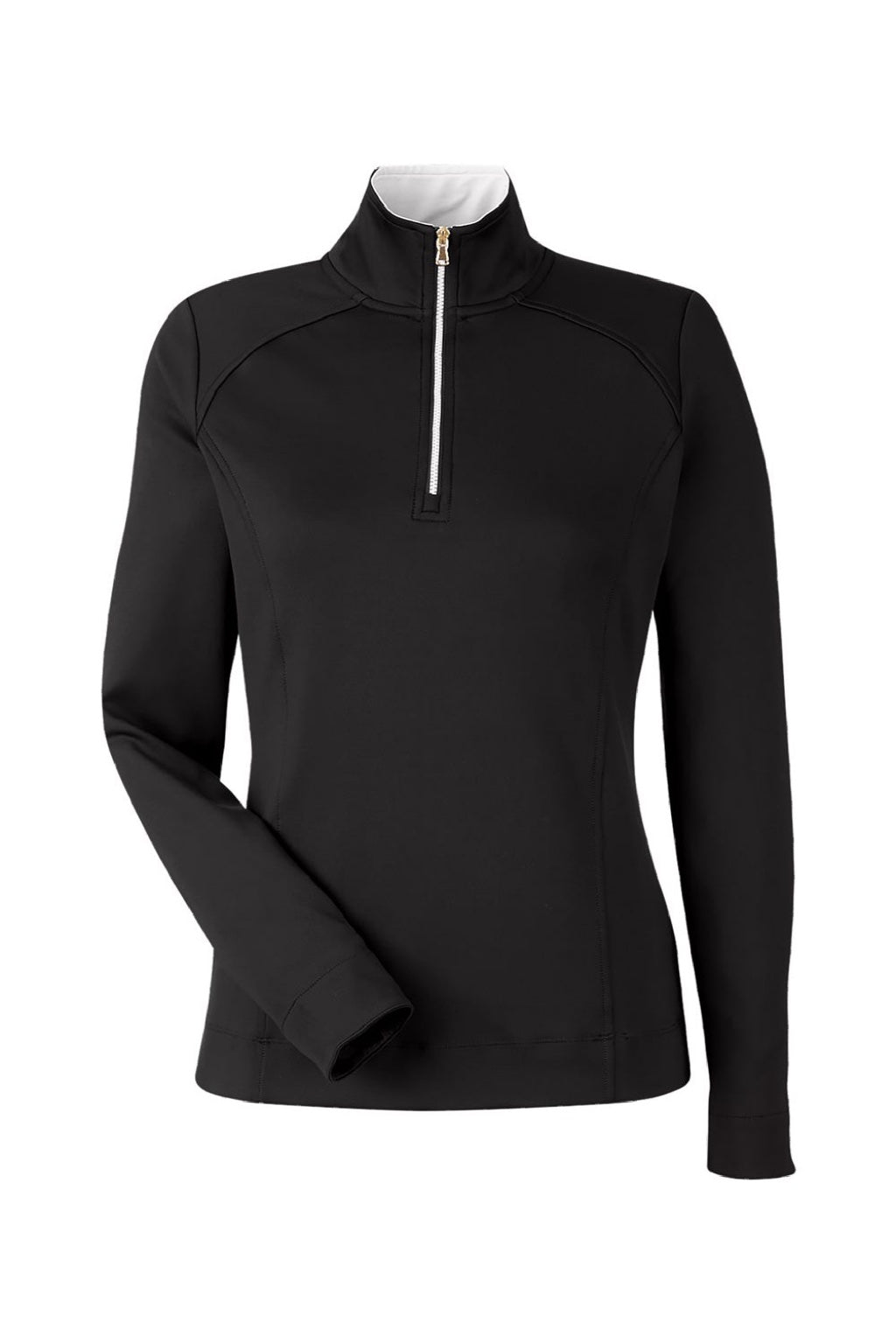Fairway & Greene F12250 Womens Wells 1/4 Zip Tech Sweatshirt Black/White Flat Front