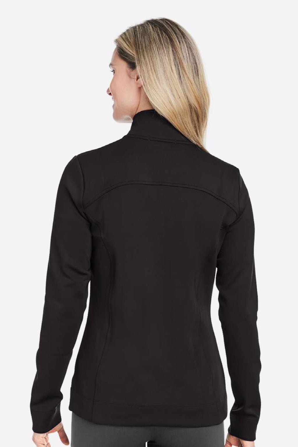 Fairway & Greene F12250 Womens Wells 1/4 Zip Tech Sweatshirt Black/White Model Back