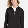 Fairway & Greene Womens Wells Tech Moisture Wicking 1/4 Zip Sweatshirt - Black/White - New