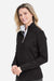 Fairway & Greene F12250 Womens Wells 1/4 Zip Tech Sweatshirt Black/White Model Side