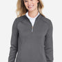 Fairway & Greene Womens Wells Tech Moisture Wicking 1/4 Zip Sweatshirt - Heather Dark Shadow Grey - New