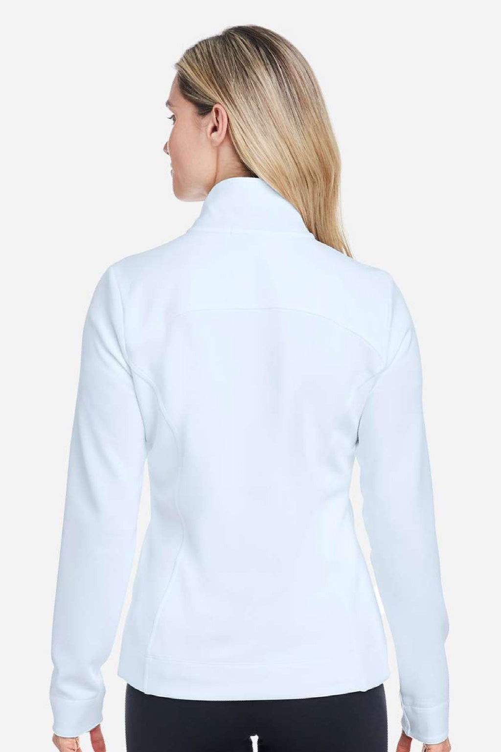 Fairway & Greene F12250 Womens Wells 1/4 Zip Tech Sweatshirt Dream Blue/White Model Back