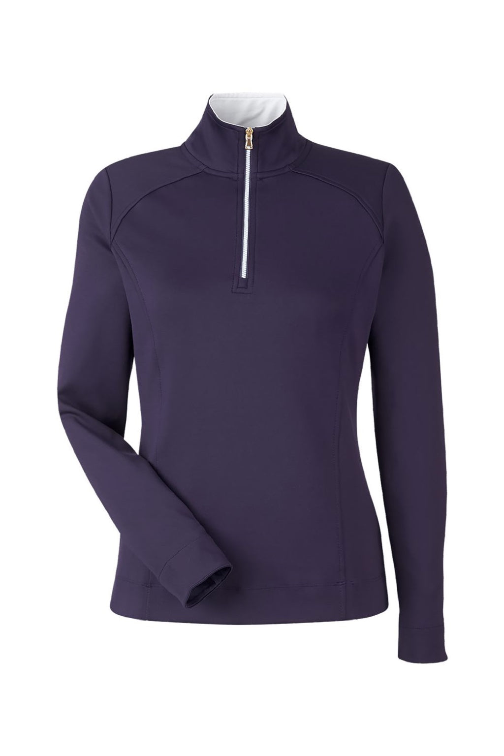 Fairway & Greene F12250 Womens Wells 1/4 Zip Tech Sweatshirt Eclipse Blue/White Flat Front