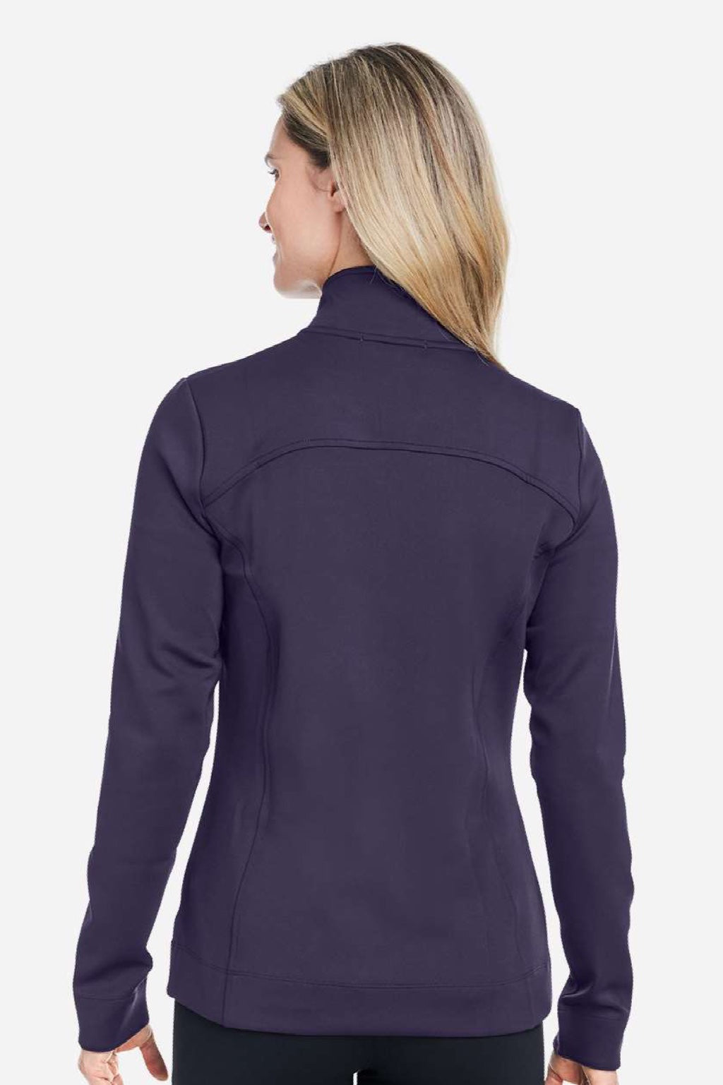 Fairway & Greene F12250 Womens Wells 1/4 Zip Tech Sweatshirt Eclipse Blue/White Model Back