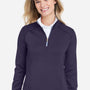 Fairway & Greene Womens Wells Tech Moisture Wicking 1/4 Zip Sweatshirt - Eclipse Blue/White - New