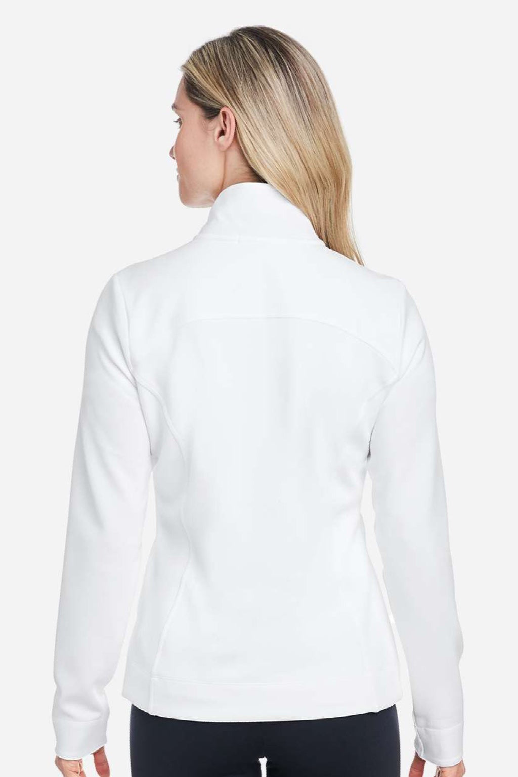Fairway & Greene F12250 Womens Wells 1/4 Zip Tech Sweatshirt White/Eclipse Blue Model Back