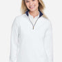 Fairway & Greene Womens Wells Tech Moisture Wicking 1/4 Zip Sweatshirt - White/Eclipse Blue - New