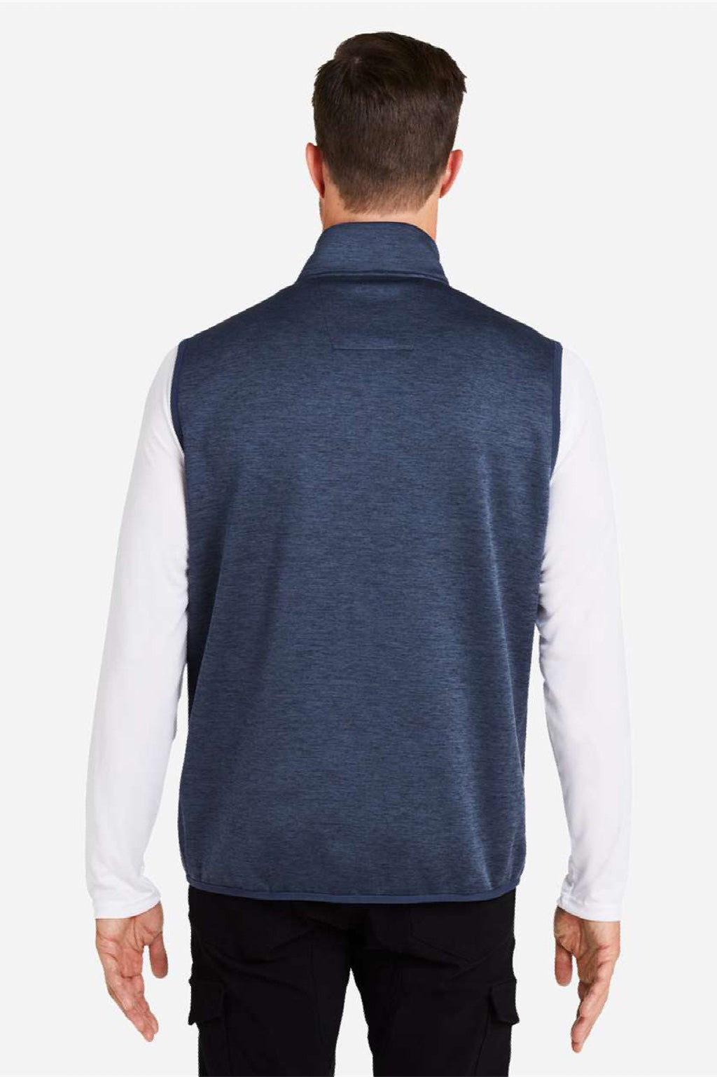 Huk H130099 Mens Cold Front Full Zip Vest Heather Naval Academy Blue Model Back