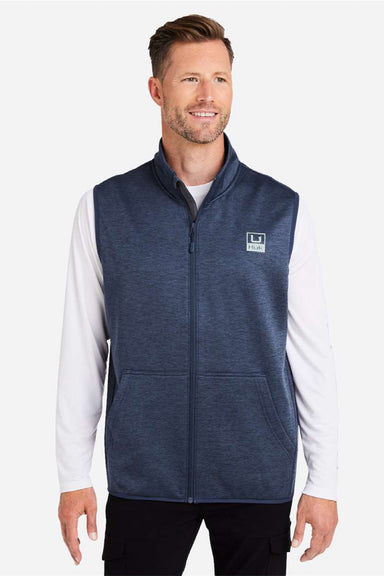 Huk H130099 Mens Cold Front Full Zip Vest Heather Naval Academy Blue Model Front