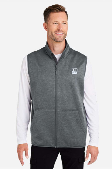 Huk H130099 Mens Cold Front Full Zip Vest Heather Volcanic Ash Grey Model Front