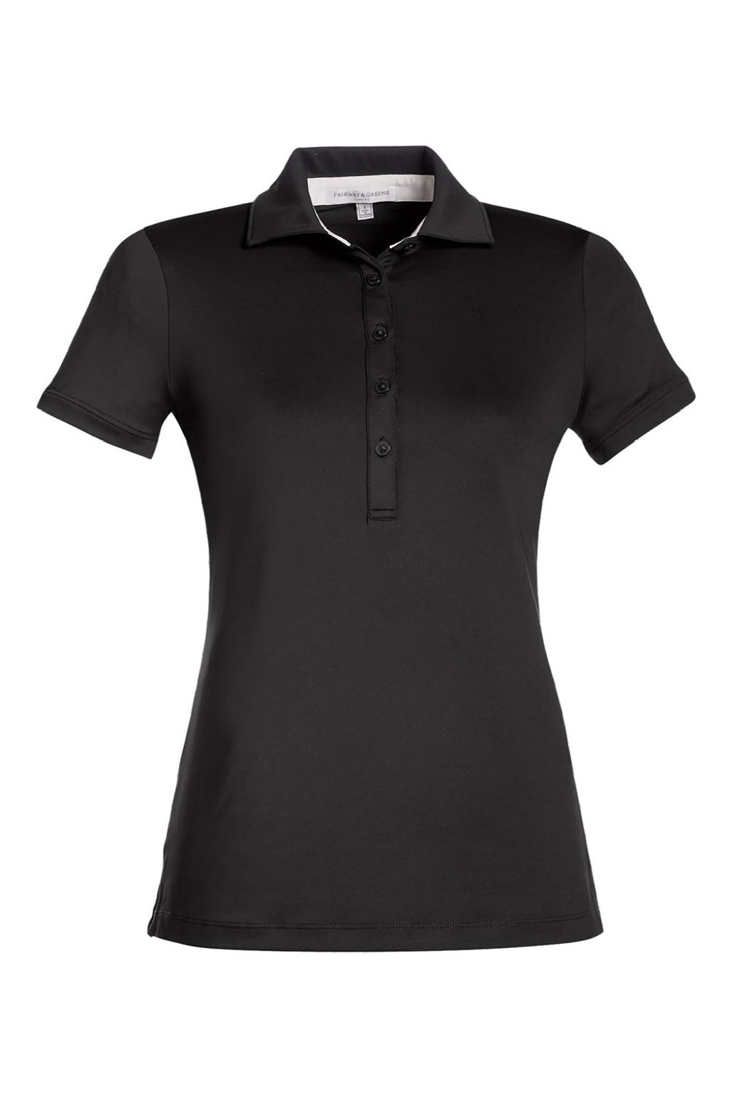 Fairway & Greene M32232 Womens Claire Tech Short Sleeve Polo Shirt Black Flat Front