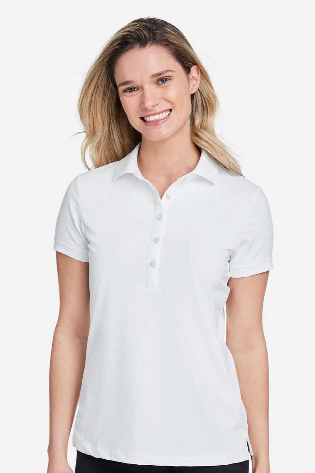 Fairway & Greene M32232 Womens Claire Tech Short Sleeve Polo Shirt White Model Front