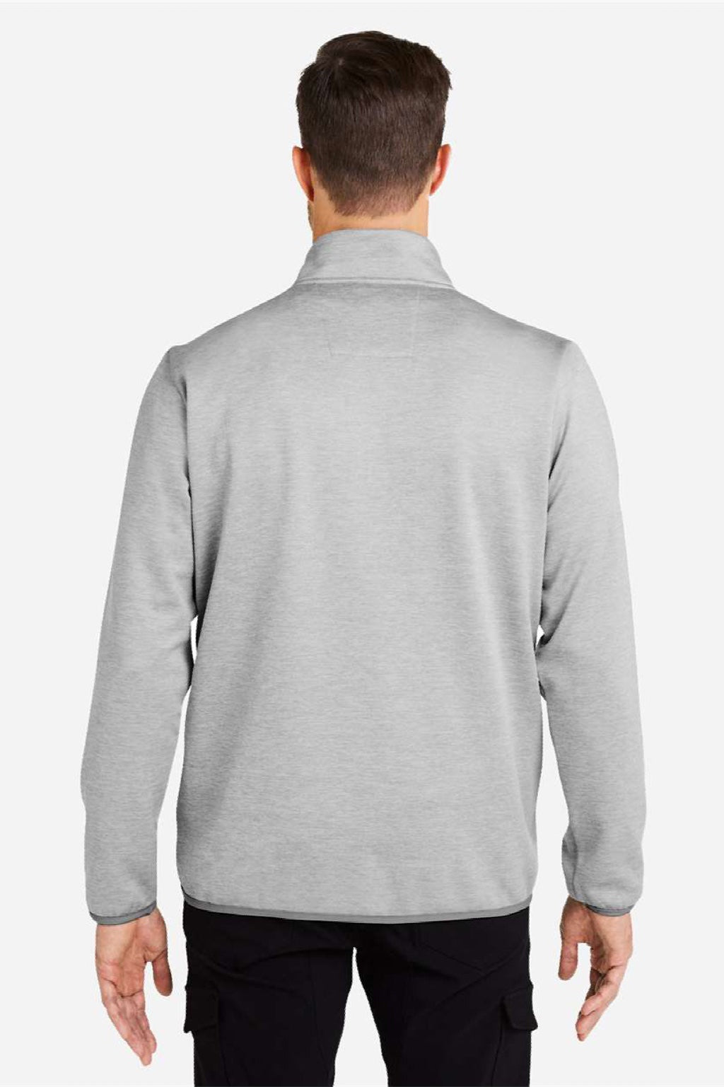 Huk H130098 Mens Cold Front 1/4 Zip Sweatshirt w/ Pockets Heather Harbor Mist Grey Model Back