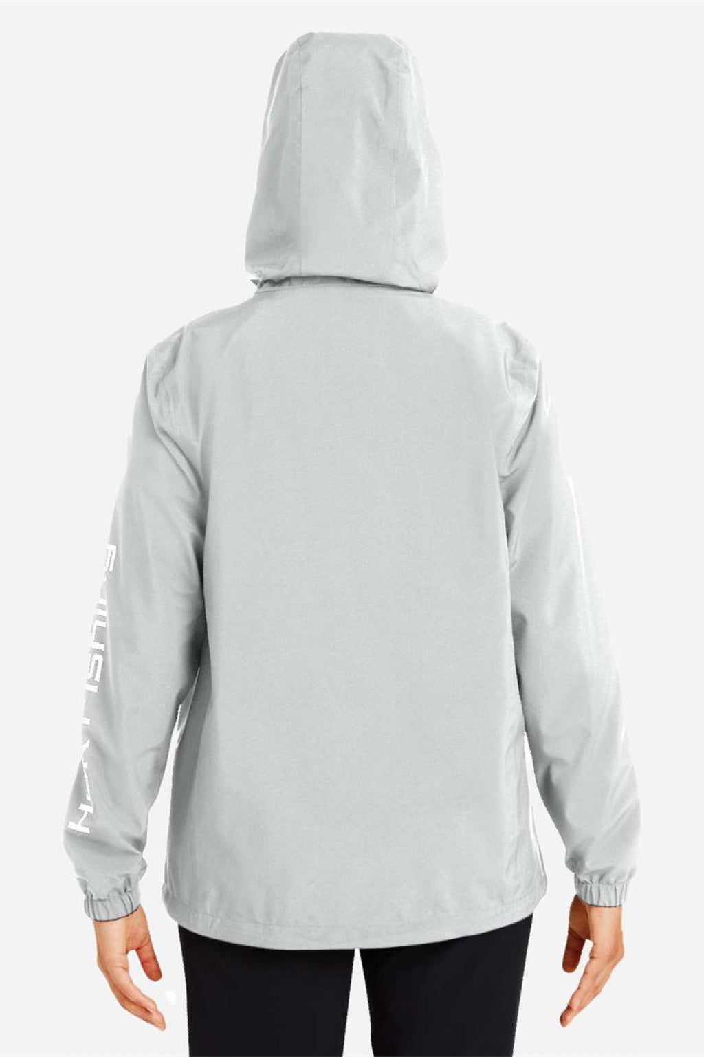 Huk H640027 Womens Storm Full Zip Hooded Rain Jacket Harbor Mist Grey Model Back