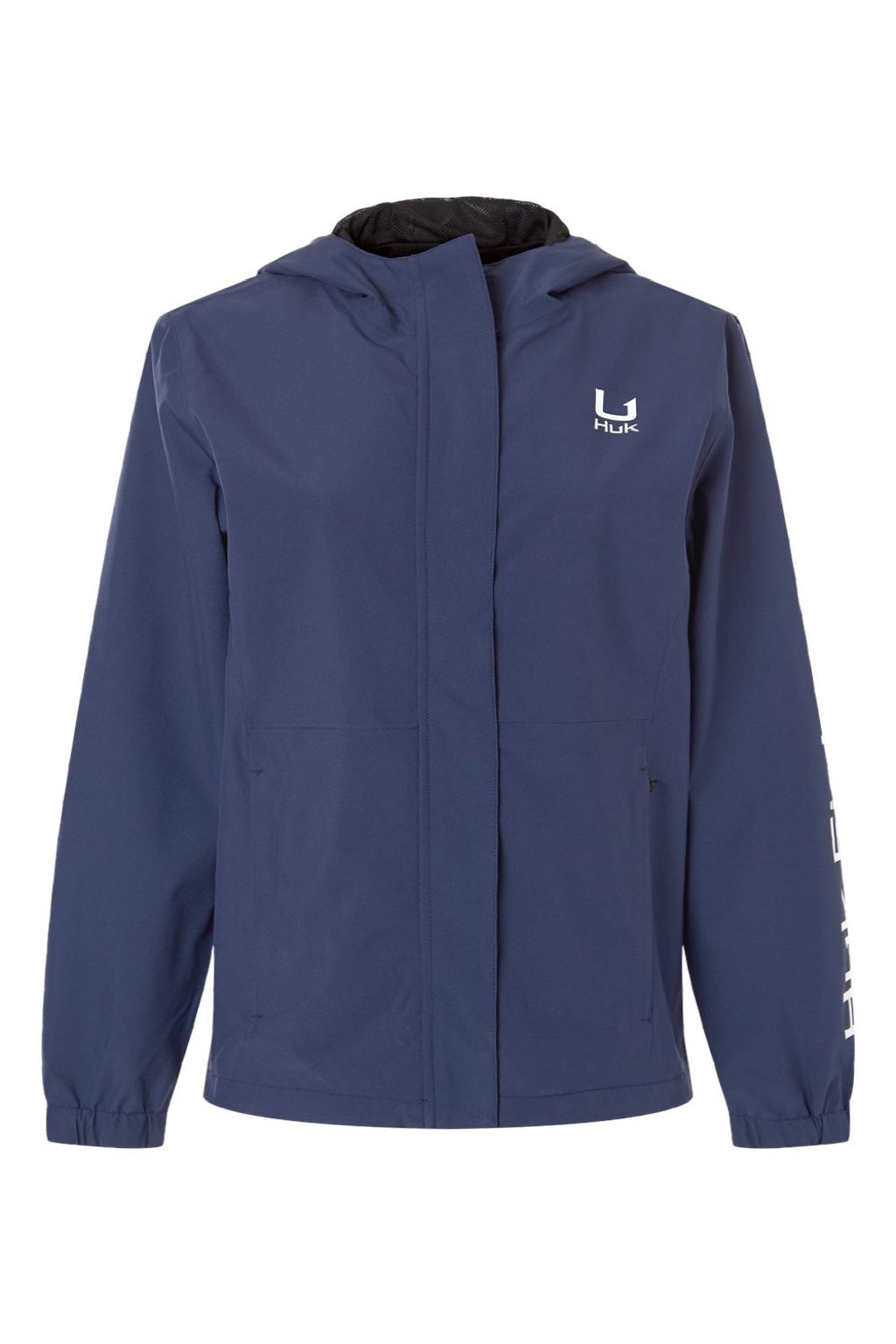 Huk H640027 Womens Storm Full Zip Hooded Rain Jacket Naval Academy Blue Flat Front