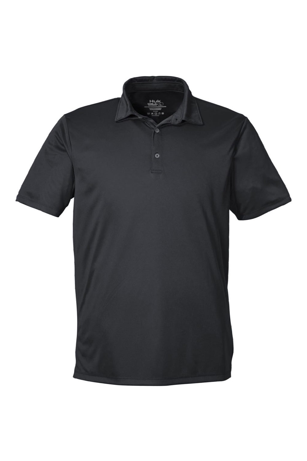 Huk H120558 Mens Pursuit Performance Short Sleeve Polo Shirt Black Flat Front