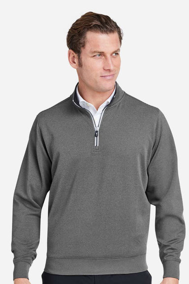 Fairway & Greene C11512 Mens Caves 1/4 Zip Tech Sweatshirt Heather Dark Shadow Grey Model Front