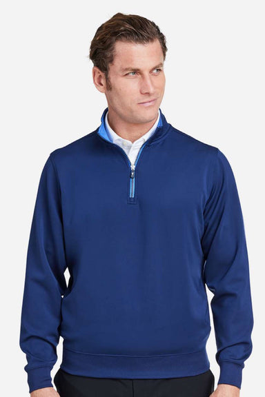Fairway & Greene C11512 Mens Caves 1/4 Zip Tech Sweatshirt Marine Blue Model Front