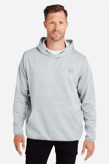 Huk H130093 Mens Performance Fleece Hooded Sweatshirt Hoodie w/ Pouch Pocket Heather Harbor Mist Grey Model Front
