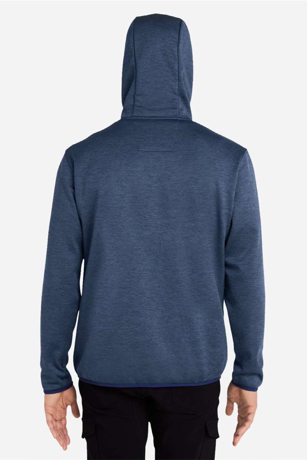 Huk H130093 Mens Performance Fleece Hooded Sweatshirt Hoodie w/ Pouch Pocket Heather Naval Academy Blue Model Back