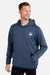 Huk H130093 Mens Performance Fleece Hooded Sweatshirt Hoodie w/ Pouch Pocket Heather Naval Academy Blue Model Side