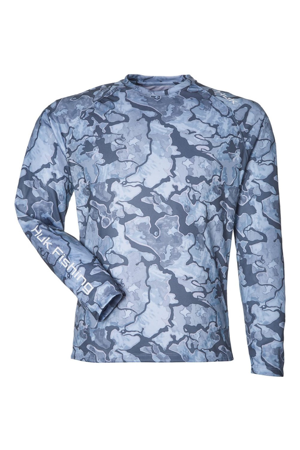 Huk H12L003 Mens LoPro Camo Long Sleeve Crewneck T-Shirt Erie Camo Flat Front