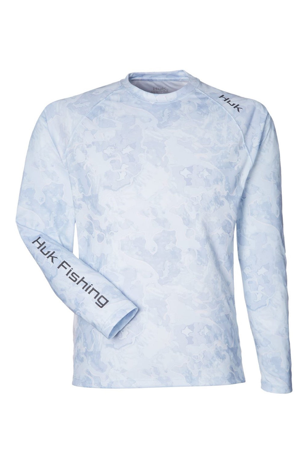 Huk H12L003 Mens LoPro Camo Long Sleeve Crewneck T-Shirt Kenai Blue Flat Front
