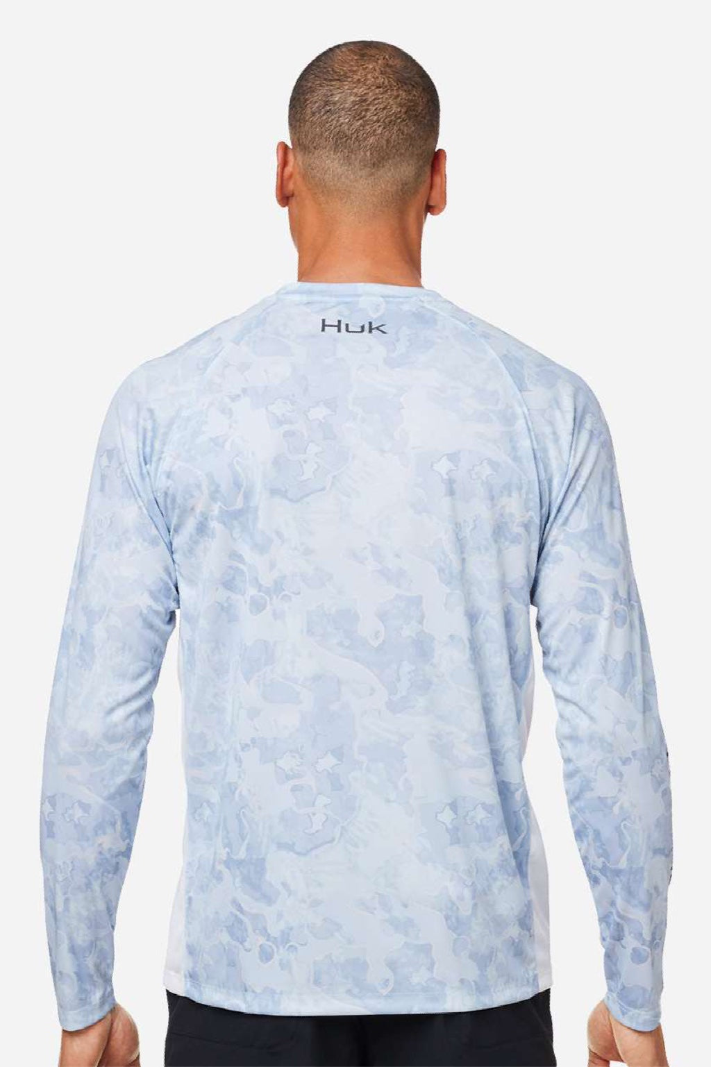 Huk H12L003 Mens LoPro Camo Long Sleeve Crewneck T-Shirt Kenai Blue Model Back