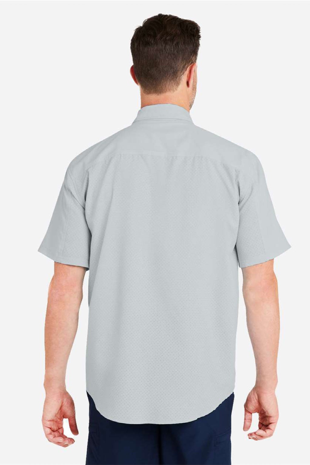 Huk H150171 Mens Tide Point Short Sleeve Button Down Shirt Harbor Mist Grey Model Back