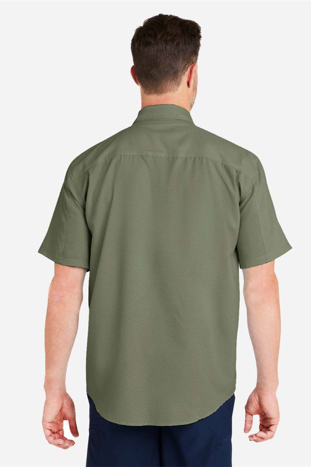 Huk H150171 Mens Tide Point Short Sleeve Button Down Shirt Moss Green Model Back