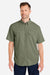 Huk H150171 Mens Tide Point Short Sleeve Button Down Shirt Moss Green Model Front