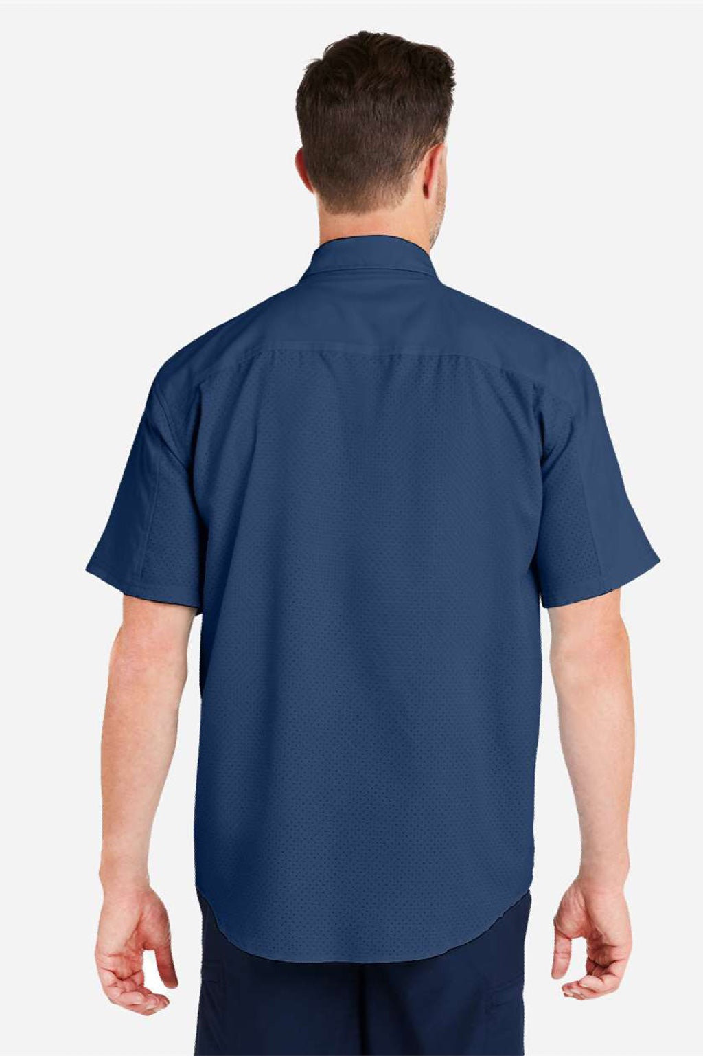 Huk H150171 Mens Tide Point Short Sleeve Button Down Shirt Naval Academy Blue Model Back