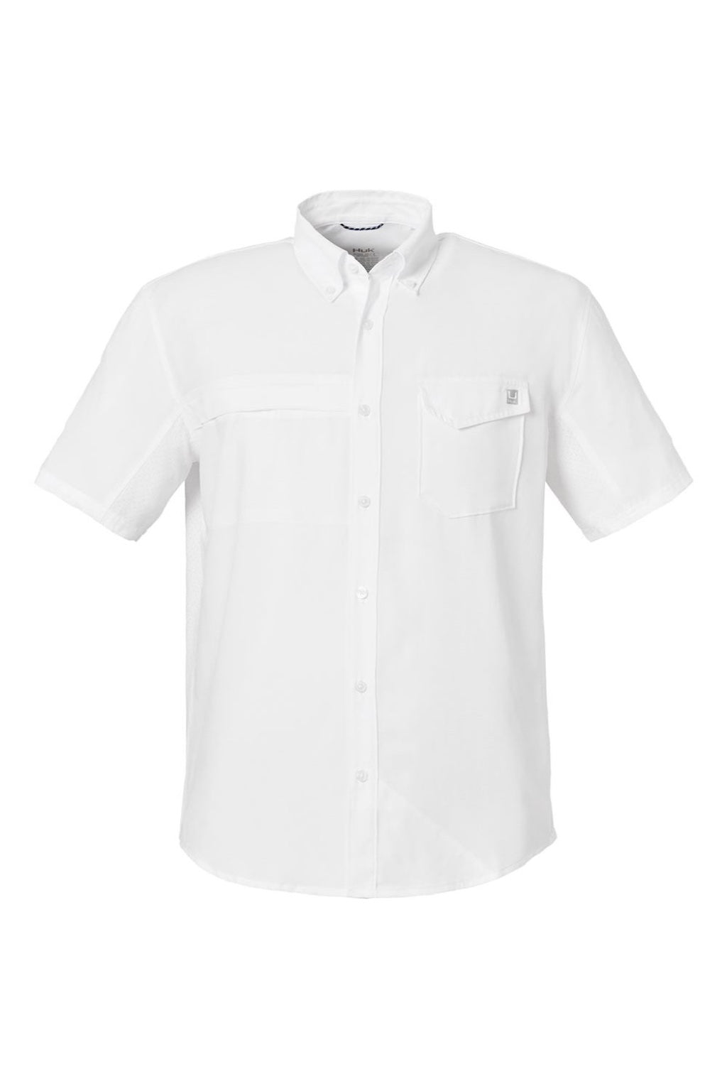 Huk H150171 Mens Tide Point Short Sleeve Button Down Shirt White Flat Front