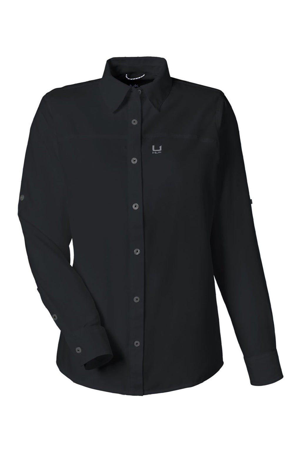 Huk H615006 Womens Tide Point Long Sleeve Button Down Shirt Shirt Black Flat Front
