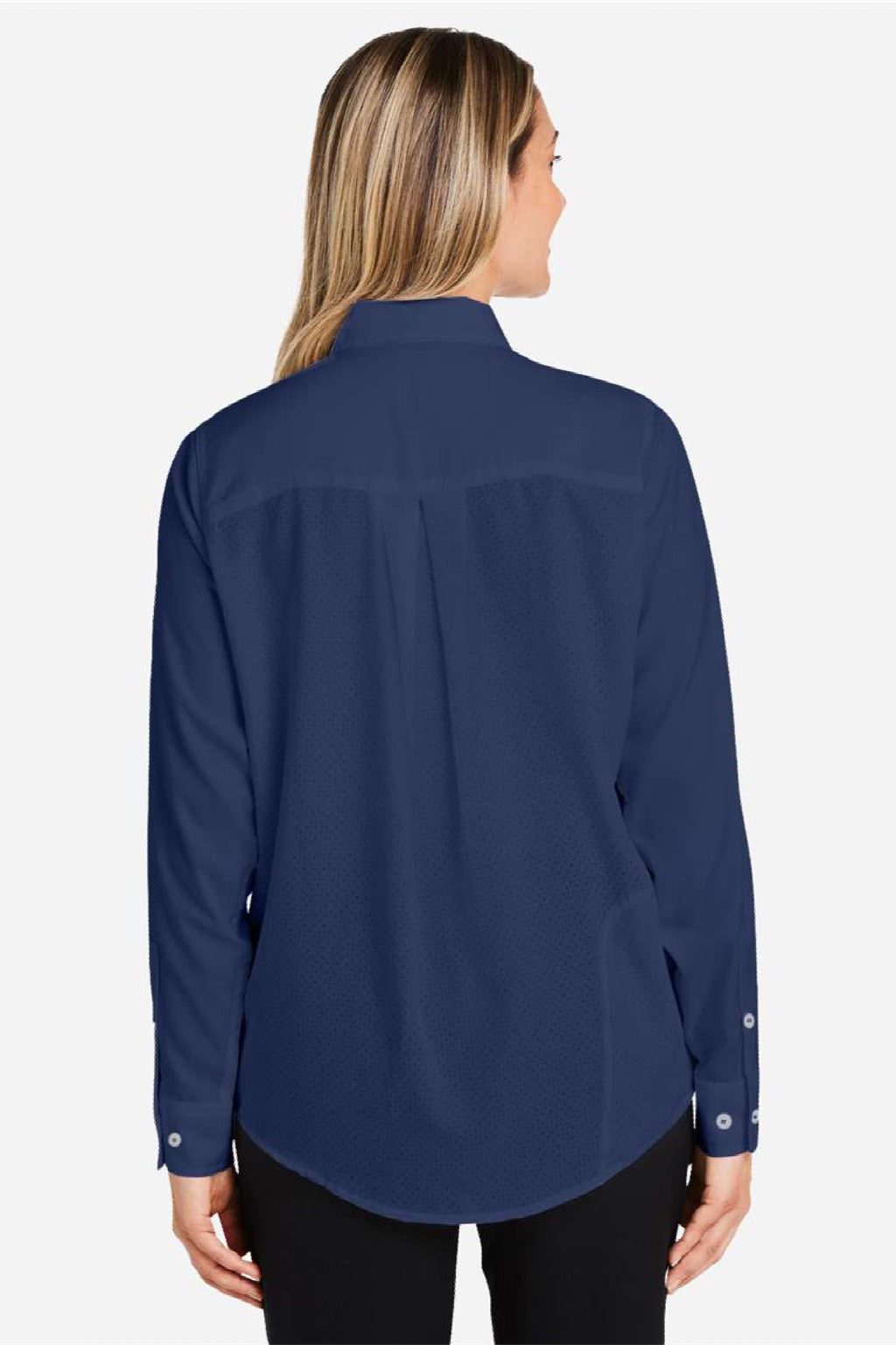 Huk H615006 Womens Tide Point Long Sleeve Button Down Shirt Shirt Naval Academy Blue Model Back